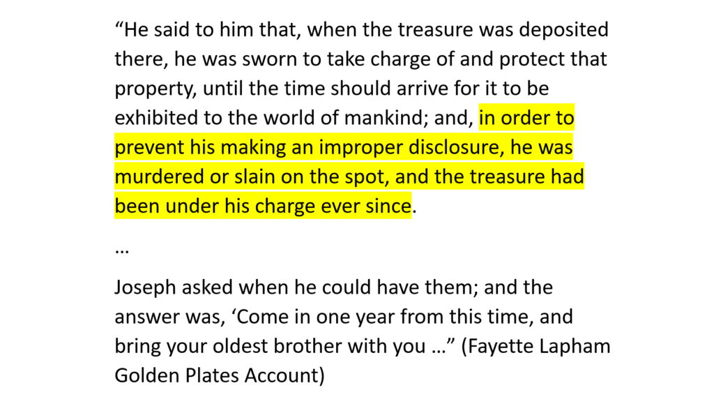 Fayette Lapham Golden Plates Account