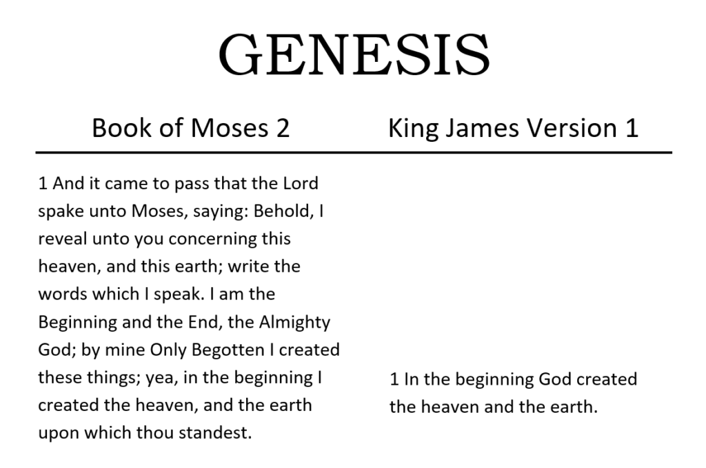 Book of Moses 2 vs. King James Version