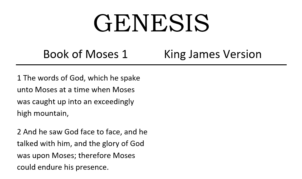 Book of Moses 1 vs. King James Version