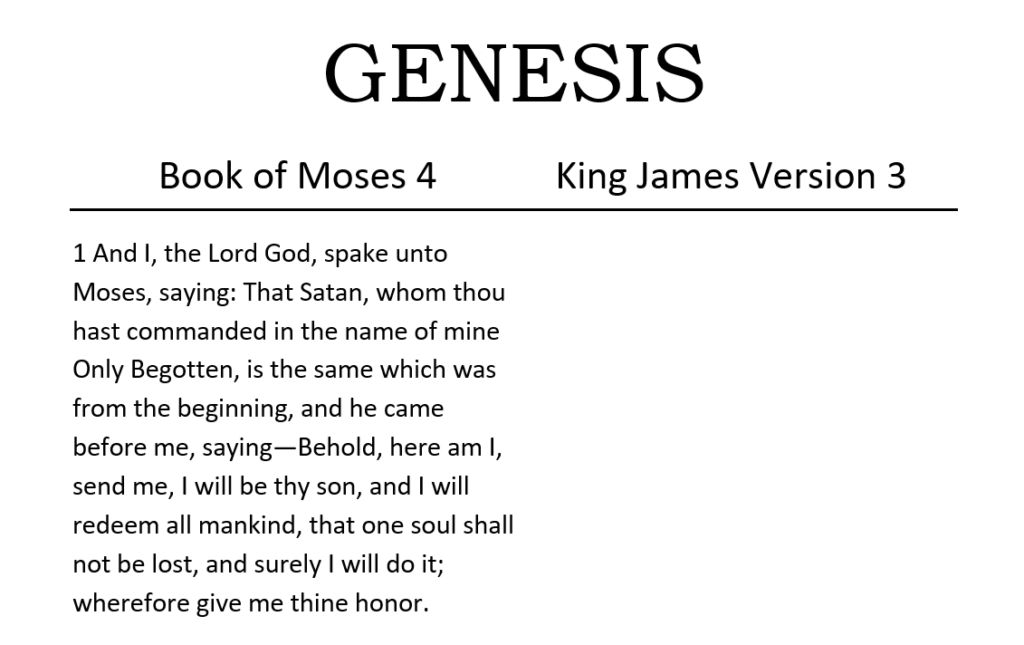 Book of Moses 4 vs. King James Version