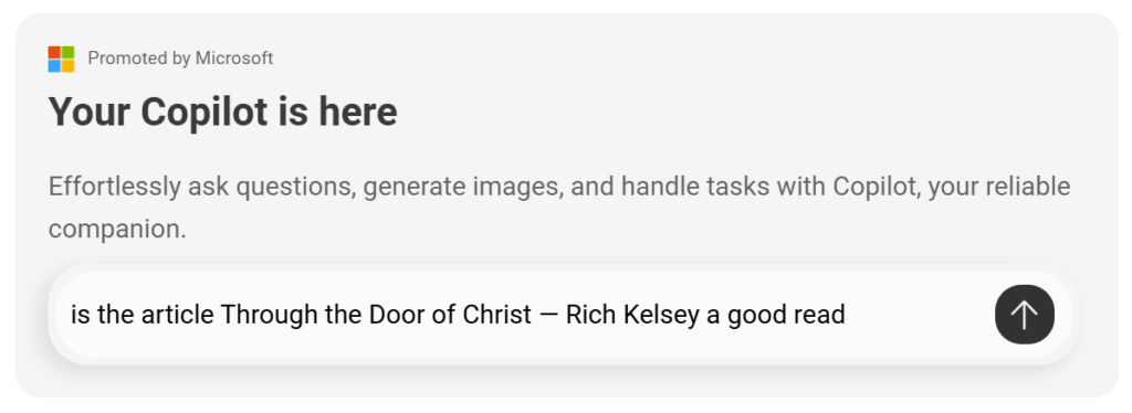 Copilot on Through the Door of Christ